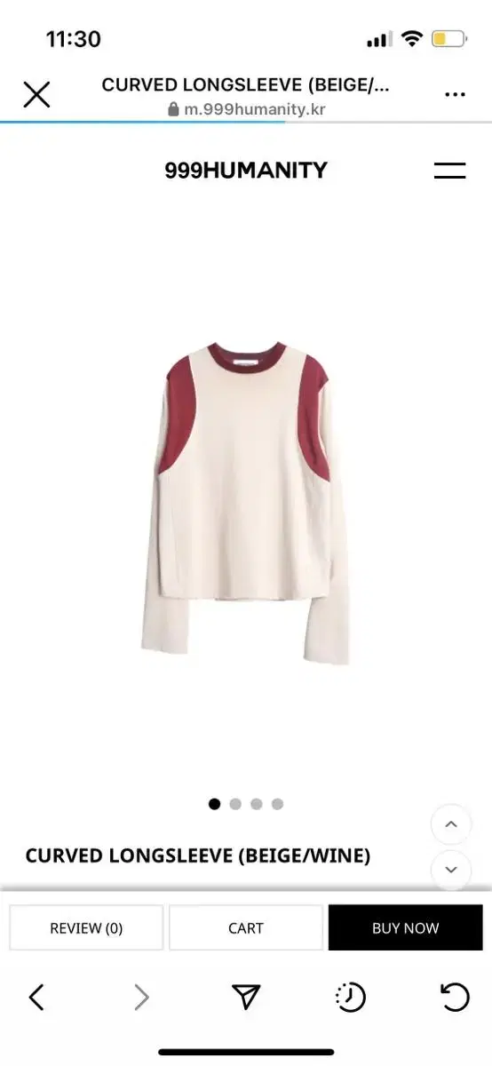 999휴머니티 CURVED LONGSLEEVE (BEIGE/WINE)